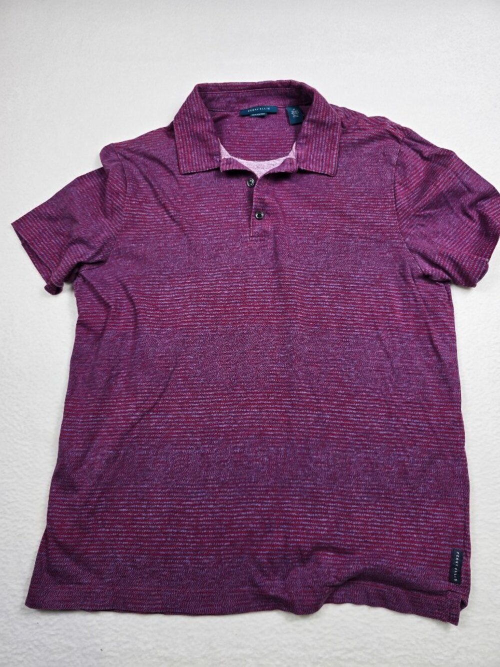 Perry Ellis Pima Cotton Polo Shirt M Striped Short Sleeve Casual Mens Top
